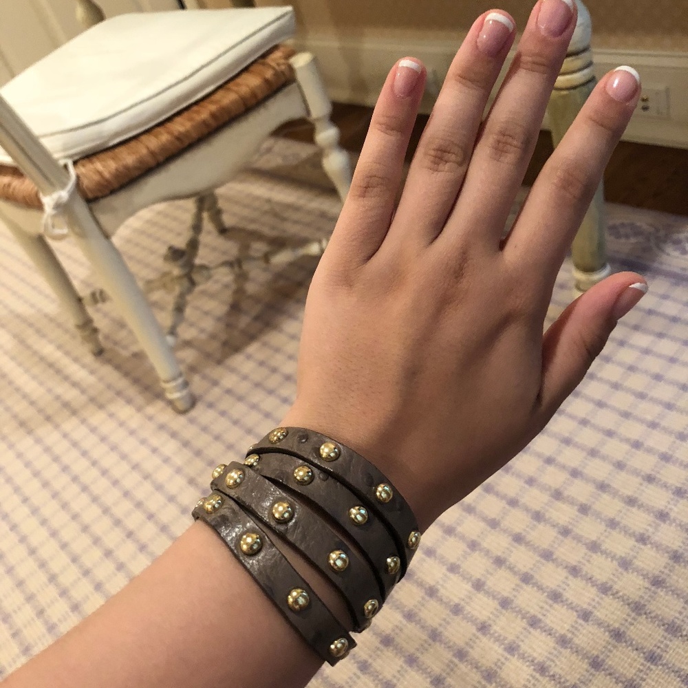 Leather studded wrap bracelet
